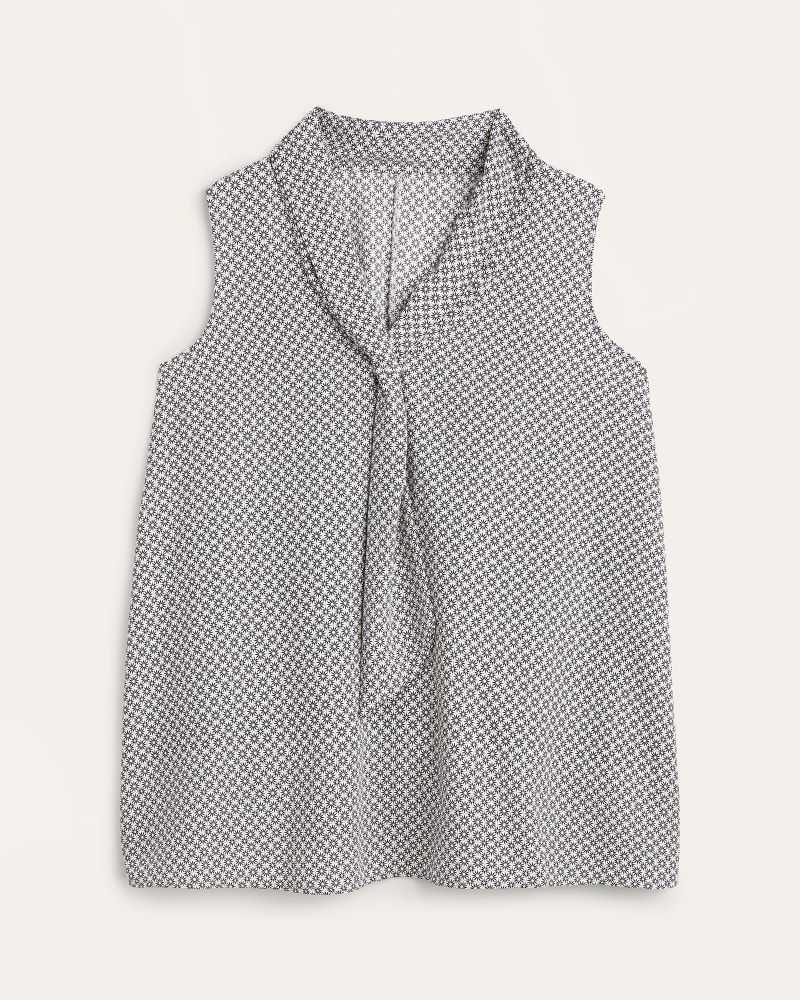 Front of plus size Antonella Sleeveless Tie Neck Blouse by Molly & Isadora | Dia&Co | dia_product_style_image_id:166615